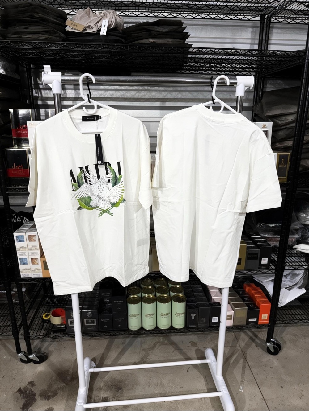 White Graphic T-Shirt with Bird Print